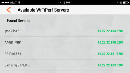 wifiperf bonjour search